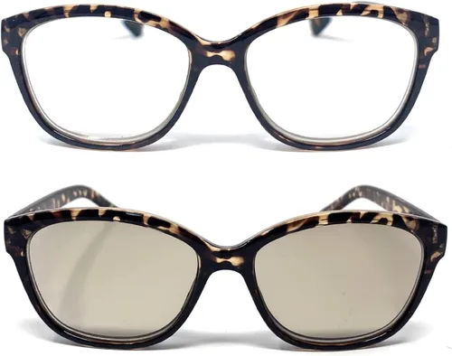 The Fancy Gafas de lectura fotocromáticas, lectores de transición, gafas de sol para mujer Tortuga con marrón