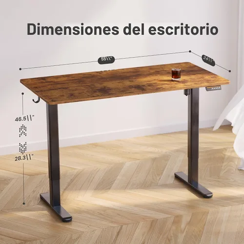 Miniatura 3 de Claiks - Escritorio eléctrico de pie, escritorio de altura ajustable para trabajar sentado o de pie, escritorio de oficina en casa con tablero