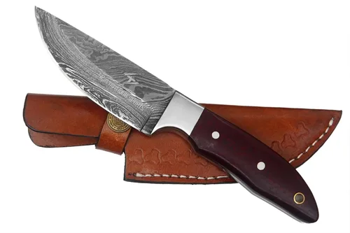 Miniatura 10 de Cuchillo de hoja fija: cuchillo de caza desollador hecho a mano de 9 pulgadas para hombres con mango de madera de olivo, cuchillo bushcraft de acero