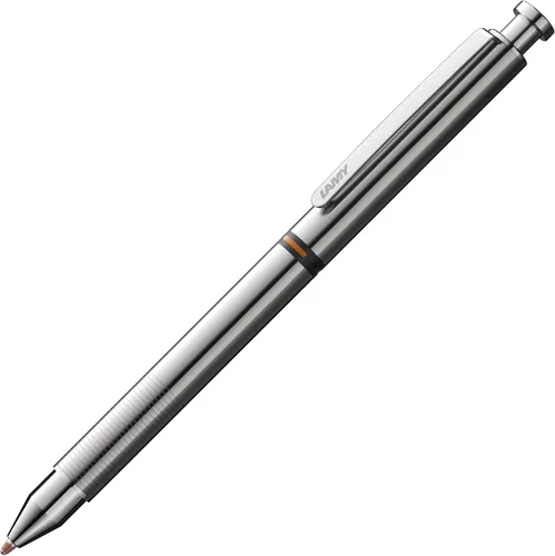 Miniatura 3 de Lamy Set de 1 bolígrafo ST Twin Pen 645 con sistema de bolígrafo de acero inoxidable y lápiz en plata y 1 estuche de cuero genuino en negro para dos