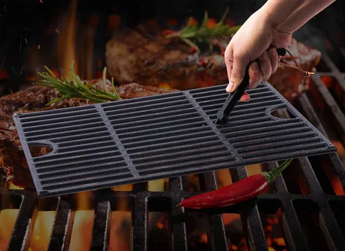 Miniatura 6 de DELSbbq Paquete de 2 elevadores de parrilla de parrilla, elevador de rejilla de cocción de hierro fundido, herramienta universal para la mayoría