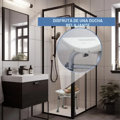 Miniatura 4 de Dr. Kay's Silla de ducha ajustable para ducha interior con soportes únicos de barra transversal resistente, taburete de ducha para la bañera