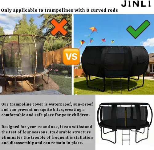 Miniatura 6 de JINLI Tienda de campaña redonda para cama elástica de 12 pies (solo tienda), cubierta de sombrilla para cama elástica de tela Oxford, adecuada