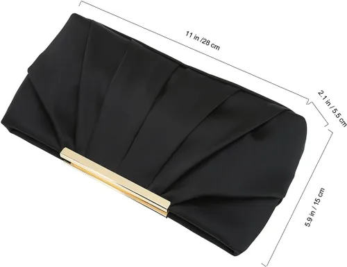 Miniatura 3 de CHARMING TAILOR Bolso de noche elegante plisado de satén formal, simple y elegante bolso para mujer