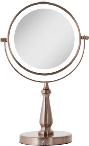 Miniatura 4 de Zadro Espejo de maquillaje con luz LED con aumento y cabeza giratoria, funciona con pilas AAA, los mejores espejos de tocador de encimera