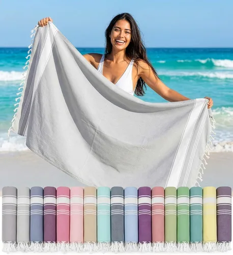 Miniatura 38 de LANE LINEN - Paquete de 4 toallas de playa de gran tamaño, toalla de piscina prelavada, extragrande, de secado rápido y sin arena, toalla de viaje