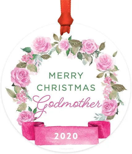 Miniatura 13 de Andaz Press Adorno de Navidad de madera grabado con láser para aniversario de boda, 1 año juntos, Navidad 2025, pancarta de flores rosas, 1 paquete