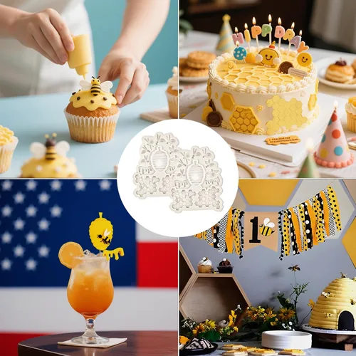 Miniatura 6 de 12 moldes de panal de abeja de cavidad de silicona (2 piezas) moldes de Fondant Tuile con hueco 3D de colmena de caramelo de encaje molde
