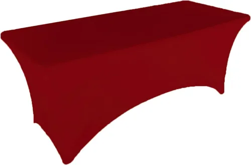 Miniatura 2 de Mantel de elastano color burdeos de 6 pies para mesa plegable rectangular ajustable