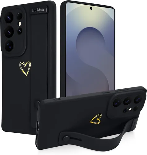 Miniatura 40 de Funda magnética compatible con Samsung Galaxy S25 Ultra para mujeres y hombres, estética flor de durazno, correa de muñeca ajustable incorporada