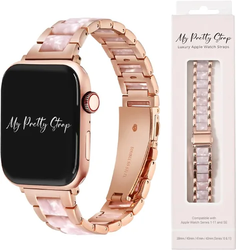 Miniatura 12 de My Pretty Strap - Compatible Apple Watch Band Strap, Stainless Steel Fashion iWatch Replacement Strap- Easy Resizing, No Tool Needed, Fits Most