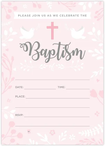 Miniatura 4 de Invitaciones de bautismo para bebés, 25 tarjetas y sobres de relleno en blanco.