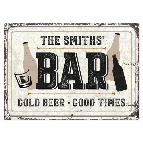 Letrero de barra personalizado, nombre de barra rústico personalizado para decoración de interiores y exteriores, 10 x 14 pulgadas, aluminio 040,