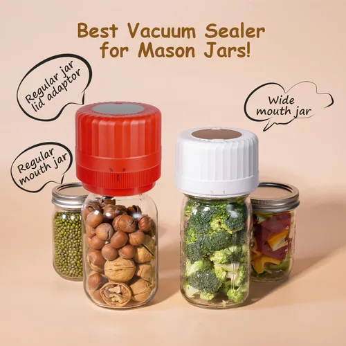 Miniatura 2 de Kit Sellador al Vacío para Frascos Mason Completamente Automático - Kit Sellador al Vacío para Frascos Mason con Parada Automática, Sellador al Rojo
