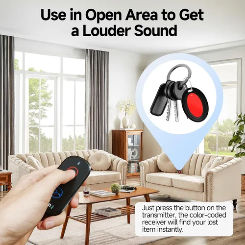Miniatura 4 de JTD Localizador de llaves con sonido, buscador remoto – 2 receptores, 1 llavero de seguimiento de coche, 85 dB de ruido, rastreador de rango de 131