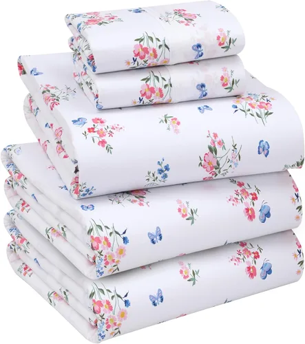 Miniatura 118 de RUVANTI Juego de sábanas divididas tamaño King de 100 % algodón para cama ajustable, 5 piezas, ropa de cama de tejido de percal suave y Guisante