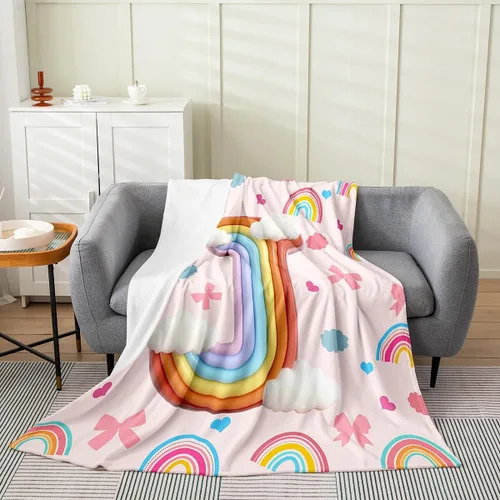 Miniatura 13 de Erosebridal Rainbow English Alphabet Fleece Throw Blanket 40"x50" - Ultra-Soft for Couch Sofa Bed,Cartoon Letters Flannel Blanket,Love Hearts Fuzzy