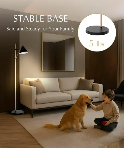 Miniatura 6 de HarvestLand Noah - Lámpara de pie negra – Lámparas de lectura de pie ajustables sobre silla con base sólida, lámpara de pie de lectura, lámpara