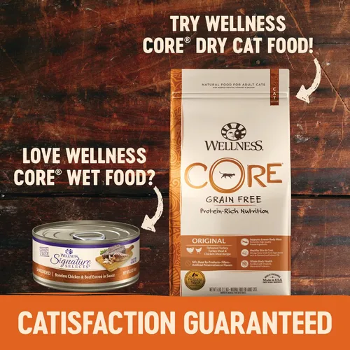 Miniatura 9 de Wellness CORE Signature Selects - Alimento húmedo para gatos adultos, natural, rico en proteínas, sin granos, 2.8 onzas, paquete de 8