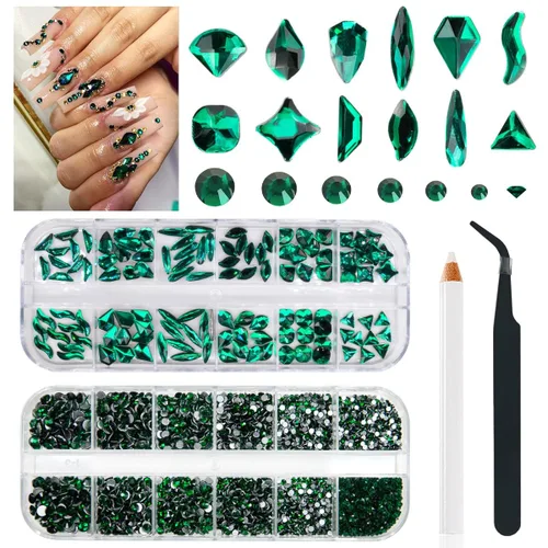 Miniatura 13 de qiipii Diamantes de imitación para uñas de amatista púrpura de múltiples formas de cristal con base plana K9, piedras de vidrio púrpura claro, gemas