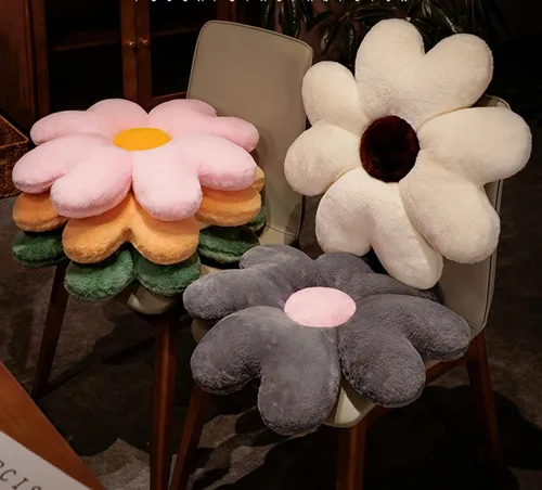 Miniatura 6 de Cojín de felpa con diseño de margaritas, cojín de flores, tapete lumbar para dormitorio, oficina, decoración del hogar y auto (17.7 pulgadas, verde)