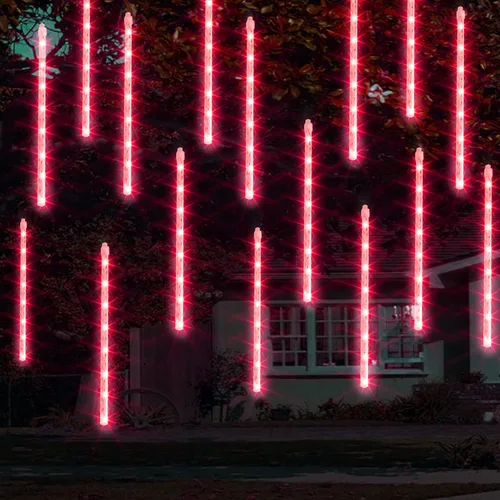 Miniatura 5 de Dazzle Bright 288 luces LED de Navidad, luces de lluvia de meteoritos de 11.8 pulgadas con 8 tubos, enchufe impermeable, luces de lluvia que caen