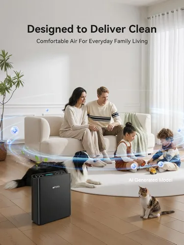 Miniatura 8 de Afloia Purificador de aire para el hogar, habitación grande, dormitorio, hasta 2000 pies cuadrados con monitor de calidad del aire PM2.5, modo