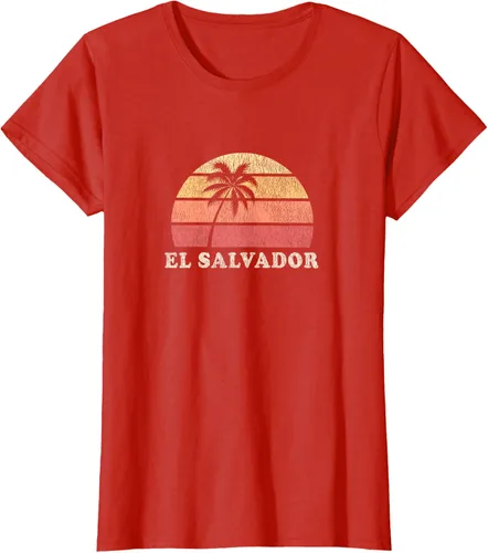 Miniatura 71 de El Salvador Vintage 70s Retro Throwback Design Camiseta, Azul