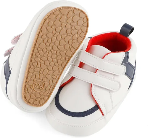 Miniatura 5 de ESTAMICO - Tenis de piel sintética para bebés, niños y niñas, suela de goma antideslizante, para primeros pasos, zapatos para exteriores