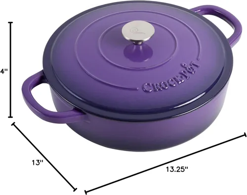 Miniatura 8 de Crock-Pot Artisan - Estofador de hierro fundido esmaltado con tapa, 5 cuartos de galón, morado lavanda Púrpura lavanda