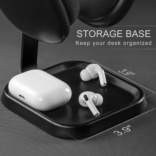 Miniatura 5 de Soporte para auriculares, soporte curvo para auriculares con bandeja de almacenamiento, soporte de auriculares para juegos para AirPods Max, AirPods