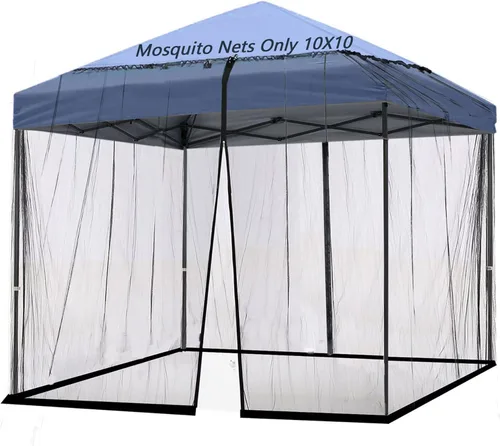 Mosquitera de 10 x 10 pies para patio, campamento, kiosco, tienda de campaña desplegable, pantalla lateral de doble puerta, fácil instalación, color