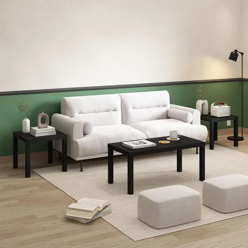 Miniatura 2 de Furinno Classic Homey - Mesa auxiliar cuadrada Parsons (2 unidades), color negro
