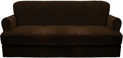 Miniatura 10 de CUCRAF Funda para sofá con cojines de 3 piezas, fundas deslizantes de terciopelo suave y grueso para sofá de la sala de estar, protector de muebles