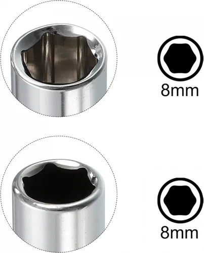 Miniatura 5 de uxcell Juego de 4 llaves de vaso de 0.315 pulgadas (0.315 in) poco profundas y profundas, métricas de 6 puntos, acero CR-V