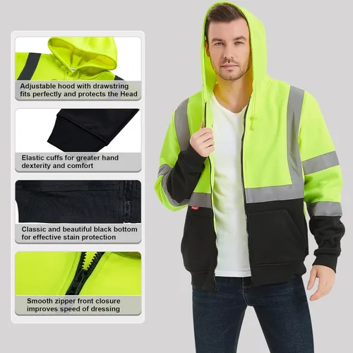 Miniatura 3 de ProtectX Hi Vis - Sudadera con capucha para hombres y mujeres, de alta visibilidad, reflectante, con bolsillos, para construcción, trabajo, clase 3