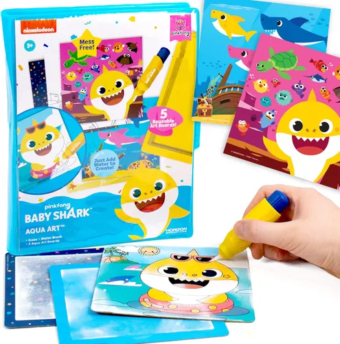 Miniatura 11 de Horizon Baby Shark - Bloc de arte de acuarela para colorear y juego de pintura, kit de pintura de acuarela de tiburón, gran juego de arte para niños