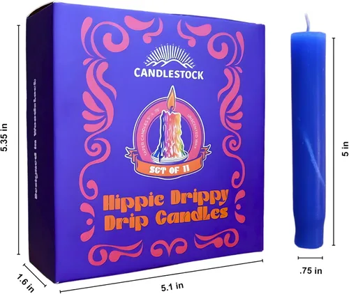 Miniatura 7 de Candlestock Hippie Drippy Drip Candles - Paquete de 11 velas cónicas de goteo – Velas de fusión de botellas de vino (arcoíris hippie)