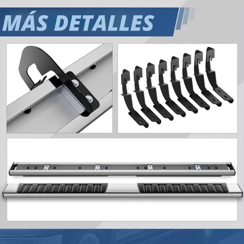 Miniatura 7 de Auto Dynasty - Estribos de 6.7 pulgadas para camión, camioneta doble cabina, peldaños laterales de aluminio en polvo negro, barras Nerf