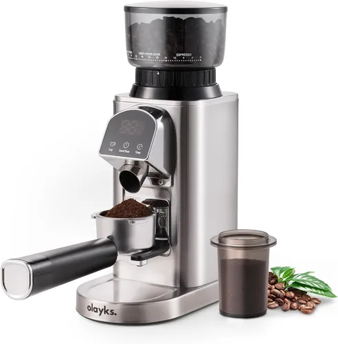 Molinillo de café cónico eléctrico con temporizador electrónico, antiestático, molinillos de café para uso doméstico, molinillo de rebabas cónicas