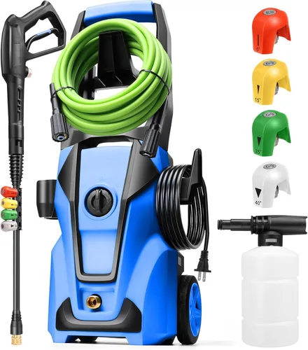 Miniatura 11 de Lavadora a presión eléctrica 5000PSI Max 4.0GPM con manguera de extensión flexible de 33 pies, 4 boquillas, cañón de espuma, lavadora eléctrica