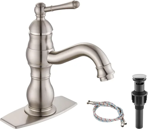 Miniatura 14 de Heyalan Grifo de lavabo de baño con un solo agujero, 1 mango, montaje en cubierta, grifo de lavabo de baño de una sola manija, grifo mezclador