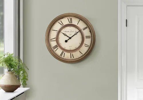 Miniatura 2 de Monarch Specialties I 9047 Relojes, 20" redondo, reloj de pared, marrón antiguo, de transición