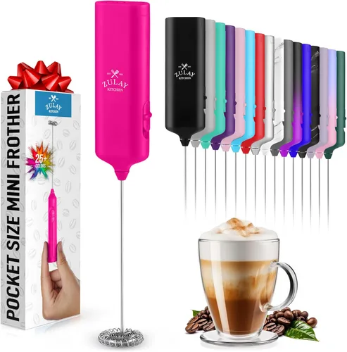 Miniatura 11 de Varita de espumador de leche mini y potente – Potente espumador de café de mano, mezclador de bebidas operado con batería – Tamaño de bolsillo Azul