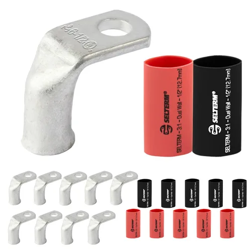Miniatura 147 de SELTERM 5 piezas terminales de cable de cobre estañado 1/0 AWG perno de 1/2", extremos de cable de batería, terminales de anillo, conectores