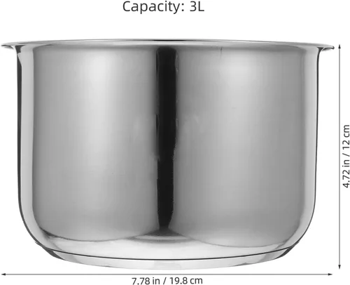 Miniatura 2 de Hemoton Recambio de olla de arroz de acero inoxidable para olla interior de 7.79 pulgadas, revestimiento universal de cocina con escala de medición