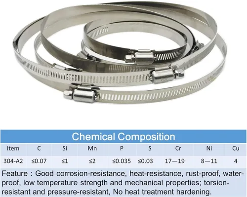 Miniatura 6 de Abrazaderas de conducto de acero inoxidable 304 ajustables de 4 pulgadas para abrazadera de manguera de 4 pulgadas, abrazadera de conducto de aire