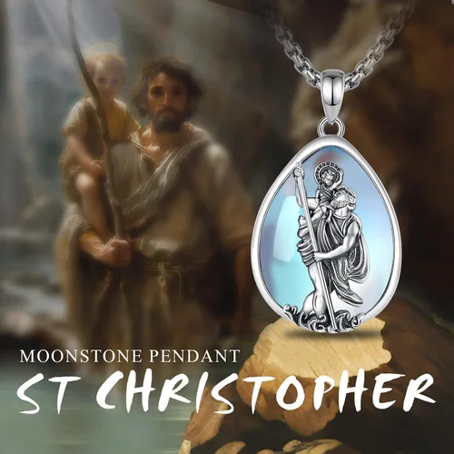 Miniatura 24 de Vito Collar de plata de ley 925 para mujeres y hombres, San Benito, crucifijo, Caravaca, San Cristóbal, San Judas, medalla patronal, amuleto