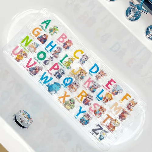 BOPPIE Tapete de baño antideslizante para bañera para niños, tapete de baño antideslizante para bañera, tapete de baño XL grande, 35 x 15 pulgadas