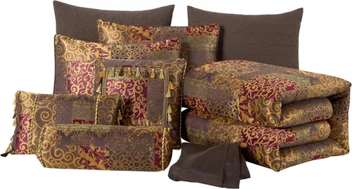 Miniatura 9 de Chezmoi Collection Amelia - Juego de edredón jacquard floral de 9 piezas, tamaño Queen, multicolor